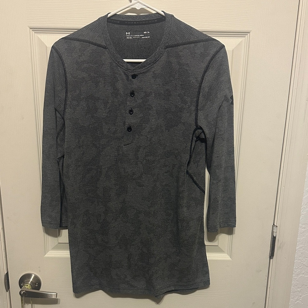 Under Armour Men's Charcoal Long Sleeve Henley